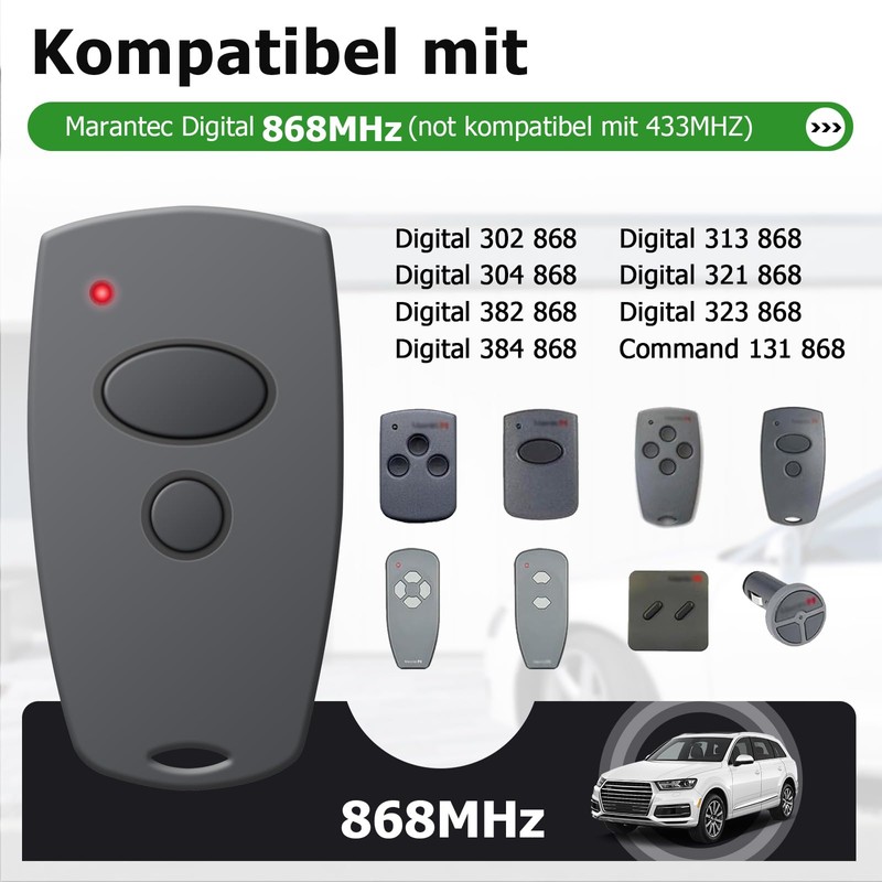 3PCS Garage Door Opener Hand Transmitter Compatible with 868Mhz Marantec