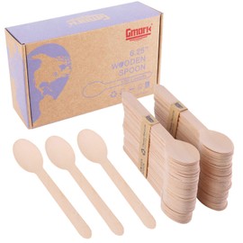 Gmark Eco-Friendly 6.25" Wooden Spoon 100 ct, Biodegradable Compostable Birchwood Utensil (100pcs/bag) GM1045