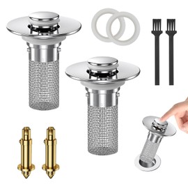 Bathroom Sink Stopper with Hair Catcher Universal Pop-Up Drain Strainer for 1.25–1.5 inch US Standard Bathroom Sink Drain Strainer Hole Replacement