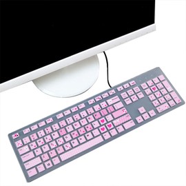 Keyboard Skin Compatible with Dell KB216 KB216p Wired Keyboard, Dell KM636 Wireless Keyboard, Dell Optiplex 5250 5460 7450 7050, Dell Inspiron AIO 3475 3477 All-in one Desktop Keyboard - Pink Love
