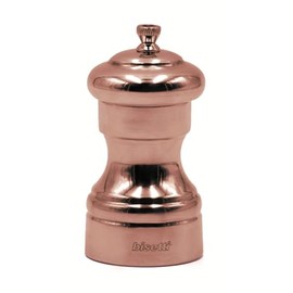 Bisetti Messina Copper Plated Beechwood Pepper Mill With Adjustable Grinder, 10 cm/ 3.9 Inch