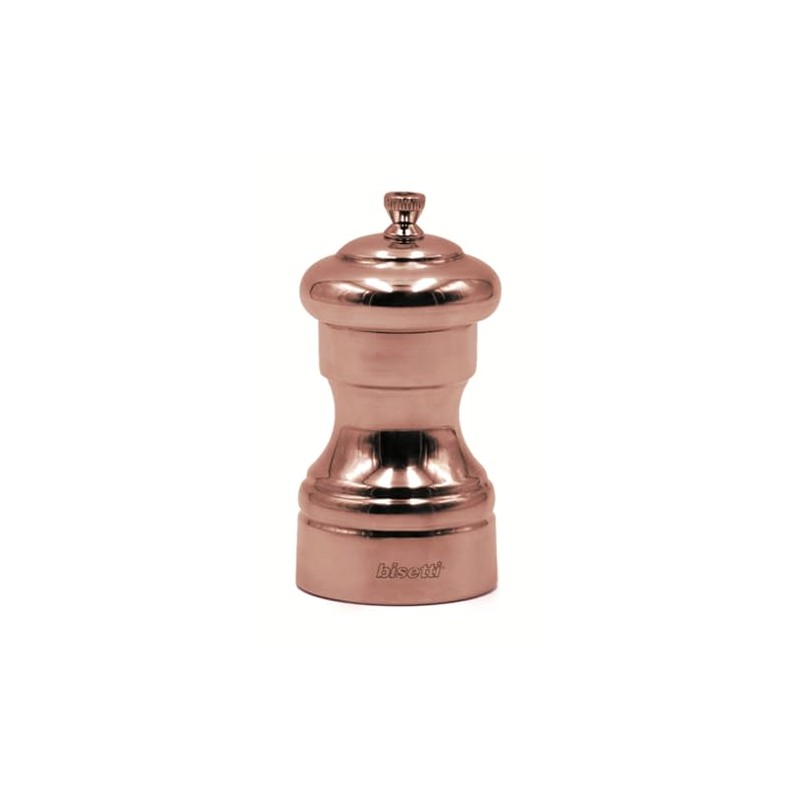 Bisetti Messina Copper Plated Beechwood Pepper Mill With Adjustable Grinder,