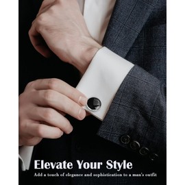 Lictin Cufflinks for Men, Men’s Tuxedo Studs and Cufflinks Set, Classic Black Jewelry or Accessories for Business, Wedding, Anniversary and Birthday Gift