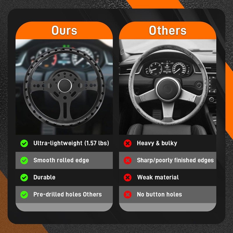 Lightweight Aluminum Alloy 13.5" Racing Steering Wheel - Only 1.57lbs,