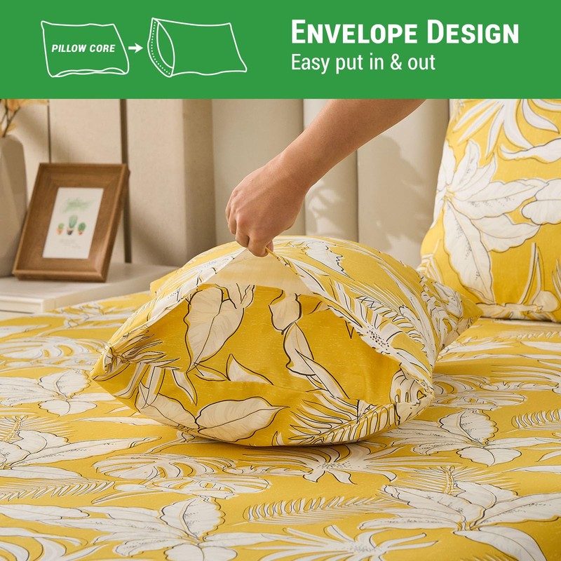 Gogreen 100% Cotton Sheet Set Full Size, Yellow Floral, 4PC