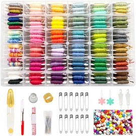 Embroidery Floss Kit - 160Pcs Friendship Bracelet String Kits Including 110 Colors Embroidery Thread Supplies and Cross Stitch Tools for Hand Embroidery Knitting Sewing Floss Bobbins