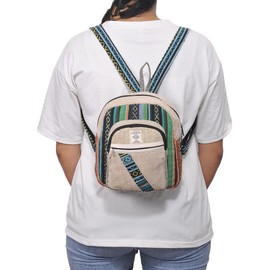 THE COLLECTION ROYAL Himalayan Hemp and Cotton Boho Bohemian Hippie Bag Purse Eco Friendly Mini Daypack Backpack