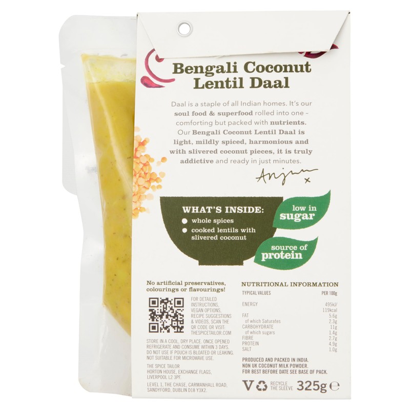 The Spice Tailor Bengali Coconut Lentil Daal, 325g