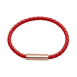 LuckyLy Pulsera para Mujer de Piel Vegana Roja y Acero Inoxidable con Baño de Oro Rosa 18k, Brazalete con Broche Magnético – Ideal como Regalo para Novia o Mujer Joven Original, Modelo Cala
