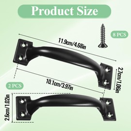 4.7" Garage Door Handle Metal Gate Handle Screen Door Handle Shed Fence Gate Handles for Wooden Fences Outdoor(2 Packs Black)