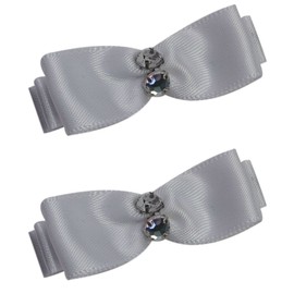 Mini Satin Hair Bow Set for Toddlers and Girls By Funny Girl Designs (White)