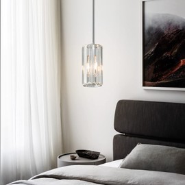 zhllmq Chrome Pendant Lighting Modern Pendant Light Mini Crystal Chandeliers Adjustable Pendant Light Fixture for Kitchen Island Dinning Room Corridor Bedroom(Chorme 2-Pack)