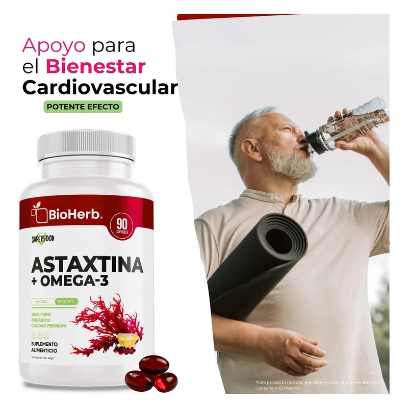 BioHerb Astaxantina 12mg Omega 3 EPA y DHA Fórmula Premium