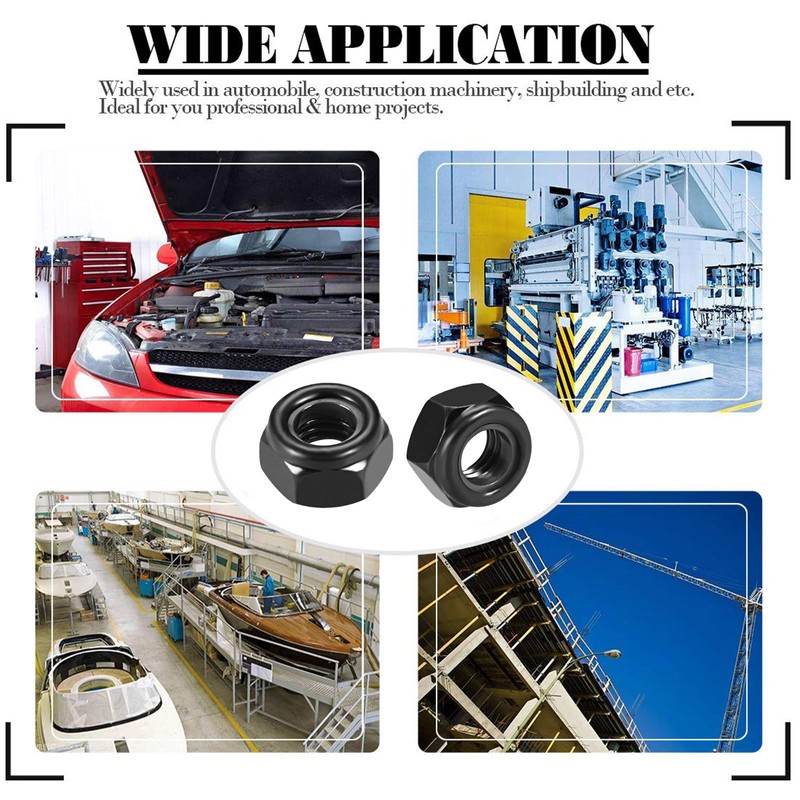 TA-VIGOR 50Pcs M6 x 1mm Nylon Hex Lock Nuts, Black