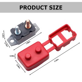 Osilly 2PCS 50 Amp Automatic Reset Circuit Breaker with Cover Stud Bolt, 12V 24V Type 1 Automotive Lengthwise Bracket for Battery Charger Electric Car Engine, Universal for Car Solar Boat RV（50A）
