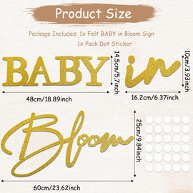 Filzschild "Baby in Bloom" – Babyparty-Schild für Geschlechtsoffenbarung, Party, Ballonbogen, Foto-Requisiten, Dekoration (Champagner-Gold)