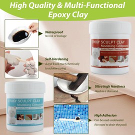 Gray Epoxy Putty Sculpt Clay - 2 Part A & B Filler Compound for Sculpting, Modeling, Building, Repairing, Self-Hardening Magic Sculpt Clay Repairs Metal, Wood, Tile, Ceramics, Plastic, 1 Pound