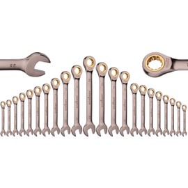 HORUSDY Ratchet Spanner, 7MM Metric Wrench Ratcheting Combination Wrenches 72-Teeth, Cr-V Constructe Nickel Plating (One Piece 7mm)