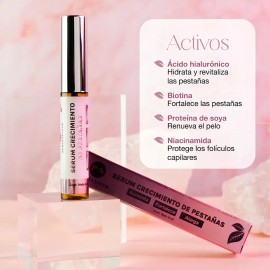 Pureza Natur Suero Alargador Y Reparador De Pestañas Eyelash Growth | Serum Con Aplicador Tratamiento Para Fortalecer Y Crecer Pestañas 3d Lash Con Ácido Hialurónico, Niacinamida, Biotina 8ml