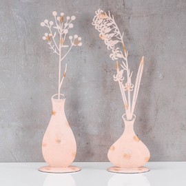 levandeo Set of 2 Metal Flower Dusky Pink Decorative Stand Table Decoration Shabby Chic Vintage Spring Figure Home Decoration