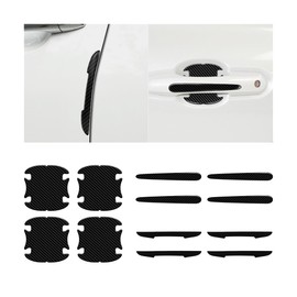 CGEAMDY 12 Pieces Car Handle Protective Film, Carbon Fibre Door Handle Protection Film, Car Door Handle Scratch Protector Auto Door Cup Protective Sticker, Car Outdoor Safety Doors Accessories