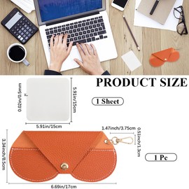 CREATCABIN Leather Sunglasses Case Portable Slim Glasses Case Bags Soft Eyeglass Case Pouch Lightweight Travel with Clasp Cleaning Cloth Gift for Women Men Family Friends Holiday Firebrick 6.7x3.3Inch