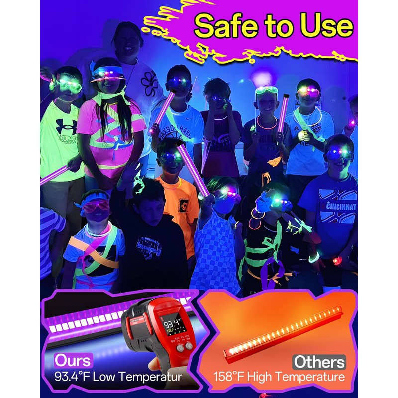 YQNLIFA 5000mAh Rechargeable Black Light Bar, Battery Powered Black Lights