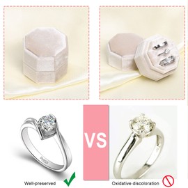 WantGor Velvet Ring Box, 3 Slots Jewelry Ring Gift Box Vintage Ring Display Holder Case for Wedding Ceremony Proposal Engagement (Beige)