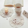 CRAFFANCY 2Pcs Woven Coasters, Round Macrame Absorbent Coasters Drink Cotton