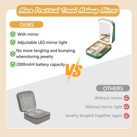 DAMIGHT LED Three-Color Adjustable Makeup Mirror, 2025 New Travel Makeup Bag with Mirror, Rechargeable Makeup Bag with Led Mirror,Organizer Bag Portable Makeup Box (Green)