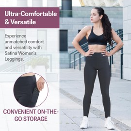 SATINA Gym Leggings for Women - 2 Pack, High Waist, Tummy Control - Buttery Soft, Versatile for All Occasions - 92% Polyester 8% Spandex - Easy Care, Comfortable Fit - Black & Charcoal, Plus Size