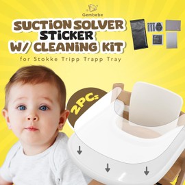 Suction Solver Sticker Compatible with Stokke Tripp Trapp Tray Safe Adehisve Placemat Improves Suction Keeps Suction Bowls and Toys Baby High Chair Placemat (2, Peanut Shape, Cleaning Kit)