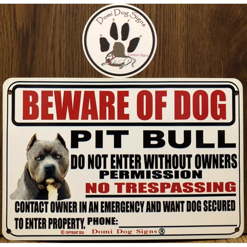 Domi Dog Signs Metal Warning Pit Bull Dog Sign,CroppedEa