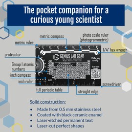 The Pocket Scientist High School Edition - Small Metal Science Ruler Scale, Kids Stocking Stuffers Mini Multitool, Geeks/Nerds STEM Classroom Student Gift, Unique 3 Inch Metric Tool - Genius Lab Gear