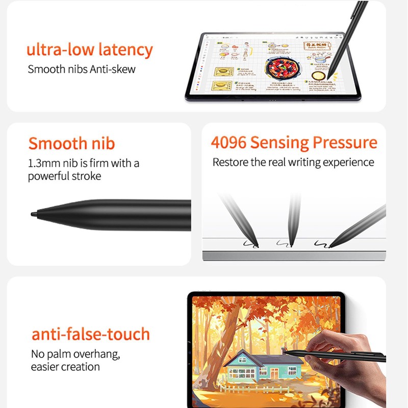 EMR Stylus with Soft Eraser, 4096 Pressure Levels Tilt Support