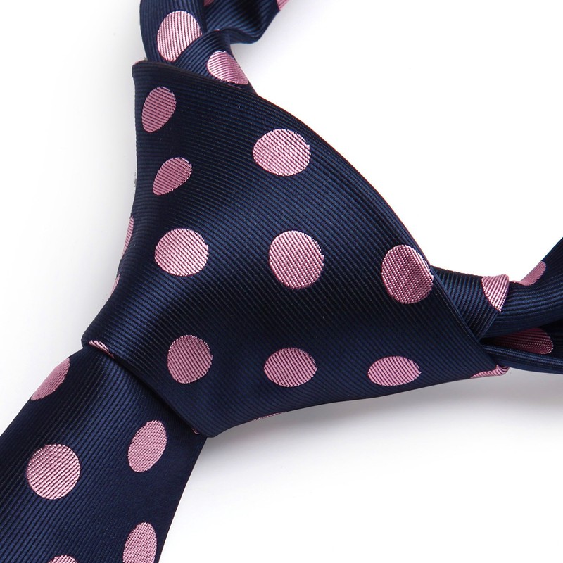 HISDERN Extra Long Polka Dots Tie Handkerchief Men's Necktie &