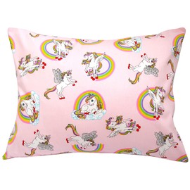 Toddler Pillowcase 13 x 18 Cotton Unicorn Pillows for Girls, Small Pillow Cases for Travel Pillows, Toddler Pillowcase Character - Pink Cute Unicorns