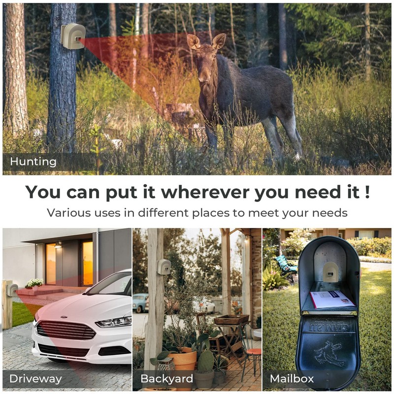 H Hosmart 1/2 Mile Hosmart Driveway Alarm Wireless Sensor System