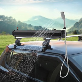 4.76 Gallon Pressurized Water Tank, Portable Caravan Camping Shower Roof Rack Mount Road Shower Outdoor Activities Water Supply w/Water Hose&Shower Head for SUVs, Trucks,Off Road Vehicles(18L/4.76GAL)