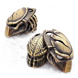 CooB EDC Perlas de paracaídas para barba, abalorio, cordón para cuchillo. Abalorios de cuerda de paracaídas de metal fundido a mano, para accesorios de cuchillos, 1 lote (Predator + máscara # 2 plateada)