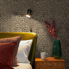 Simon&Siff Leopard Print Peel and Stick Wallpaper 17.3"x400" Black/Brown Removable Wallpaper Renter Friendly Waterproof Contact Paper for Bedroom Bathroom Living Room Cabinet