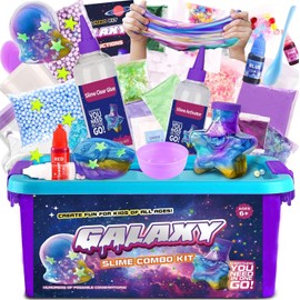 Genérico Kit de Slime Galaxy para Niños y Niñas de 6 a 12 Años, Slime Making Kit con Glow, Glitter, Educational, Unisex, Morado, Suave y Elástico