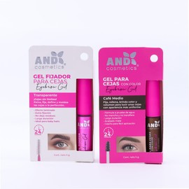 Kit Gel Para Cejas And Cosmetics Transparente + Color 2pzs (Transparente + Café Medio)