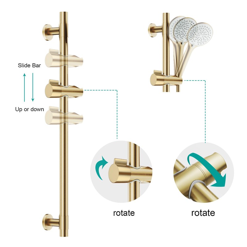 AULEEND Shower Slide Bar Handheld Shower Head with Hose, 5-Function