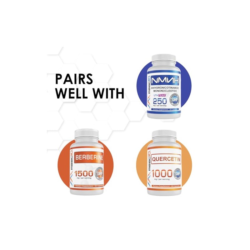 MAAC10 Formulas Trans-Resveratrol 500mg + BioPerine 5mg For Enhanced Bioavailability