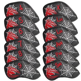 Golf Iron Head Covers Numbers Synthetic Leather Headcover Deluxe Value 12 Pcs Set, Golf Iron Headcovers Protector for Club Mens Protable Fit All Brands (Carbon)