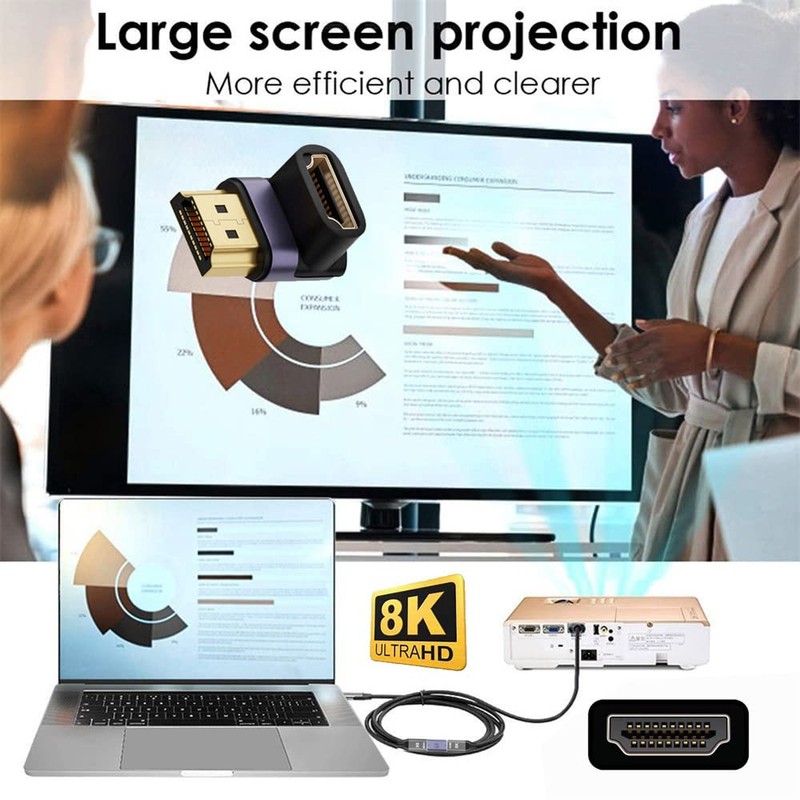 cablecc HDMI Male to HDMI 2.1 Female Vertical Down Angled