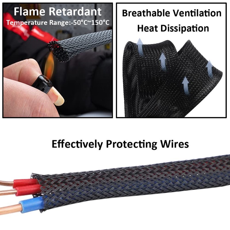 MOCNT 3 mm PET Expandable Braided Cable Tube Flexible Self-Closing