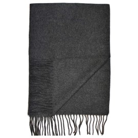 ADAMANT 100% Pure Cashmere Men's Scarf – Super Soft – 180 cm Long – Plain and Checked – Fine Fluff Hair - darkgray