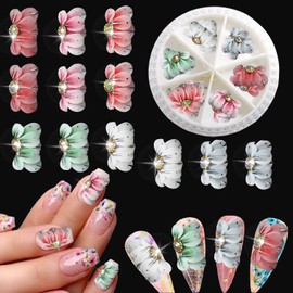 JERCLITY 12pcs Colorful Flower Nail Charms 3D Flower for Nails Imitation Dried Flower Petals Nail Charms Relief Flower Nail Art Charms for Nails Nail Flowers Accessories for Women Nail Art（Style 3）